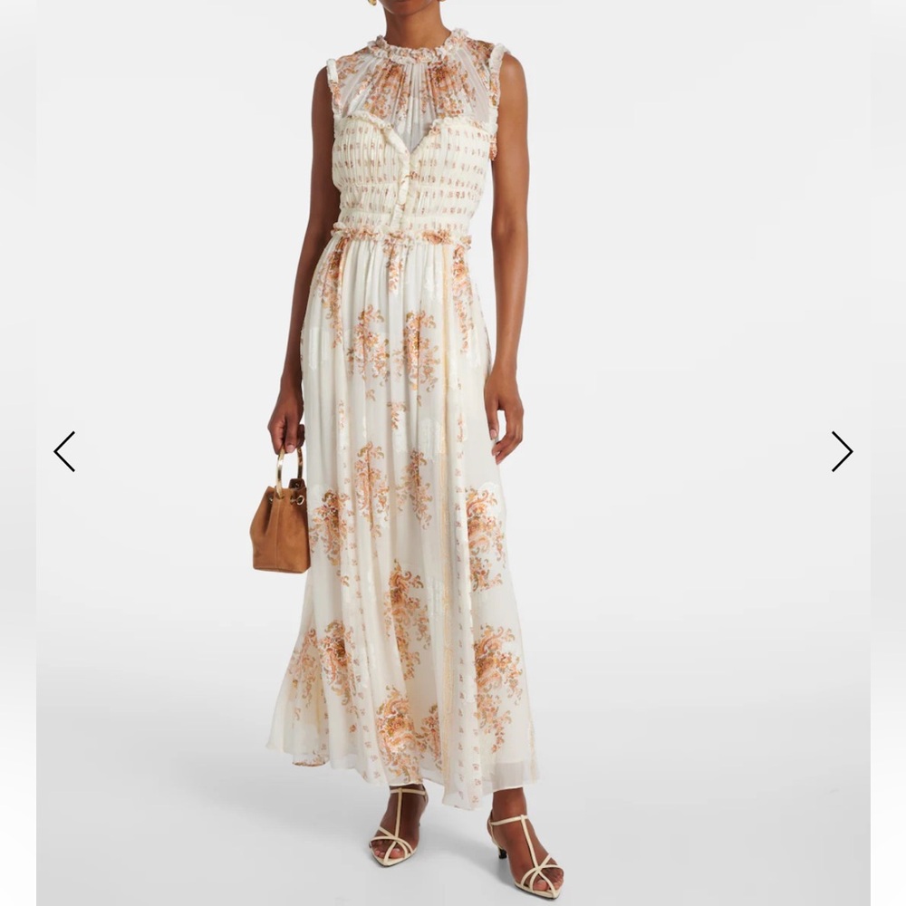 ULLA JOHNSON Kasia Sleeveless Floral Silk Midi Dress
